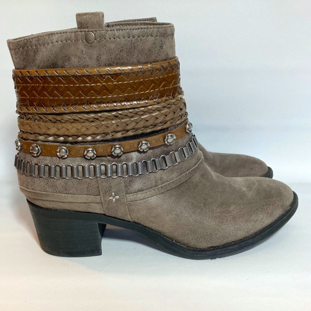 Carlos Santana boots, Carlos tan w/ Boho Western metallic and leather wraps 8.5